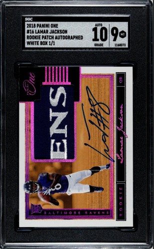 2018 PANINI ONE LAMAR JACKSON #16 ROOKIE PATCH AUTO WB 1/1 - NICE RAVENS PATCH!