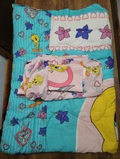 Vtg 1996 Looney Tunes Bedding 3 Piece Set Twin Size Reversible