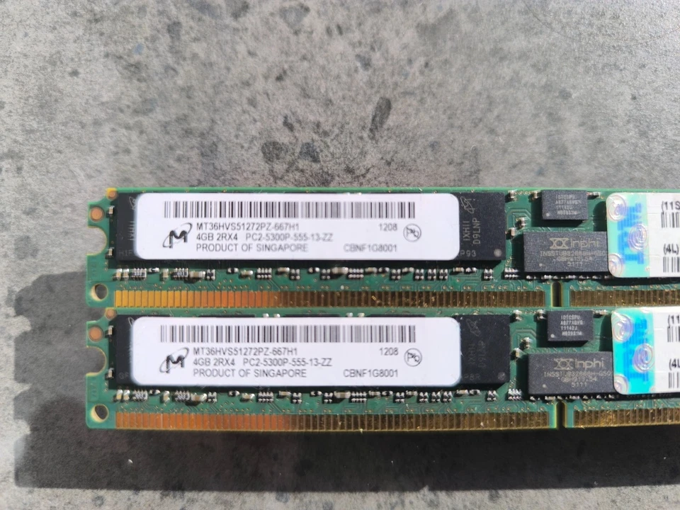 SERVER 4GBx2 IBM 46C0519 DDR2-667 PC2-5300P ECC Reg RAM MT36HVS51272PZ-667H1 - Image 2 of 4