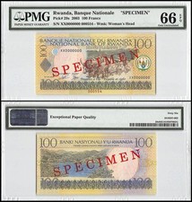 Rwanda 100 Francs, 2003, P-29s, Specimen, PMG 66