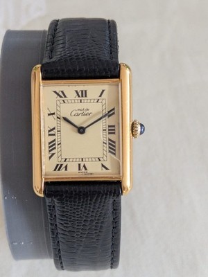 Cartier Tank Vermeil  Armbanduhr Wristwatch ca.1980 Gold  Rare Swiss Made
