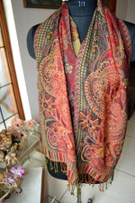 Handmade Reversible Jacquard Design Scarf 100 Cashmere Pashmina Headscarf