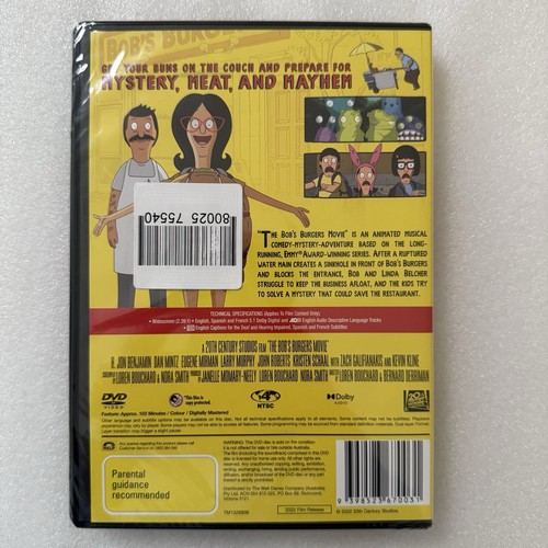 The Bob's Burgers Movie (DVD, 2022) R4 Brand New & Sealed Animation Comedy Drama - Picture 2 of 2
