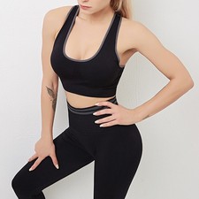 Womens 2Pc Seamless Workout Set High Waist Leggings Sports Gym Activewear S-L