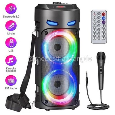 2000W Bluetooth Lautsprecher LED Subwoofer Boombox Musikbox Party mit Mikrofon