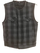 MEN'S PLAID FLANNEL BIKER SHIRT VEST WESTERN STYLE