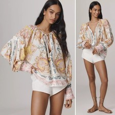 NEW SOLD OUT Anthropologie Farm Rio Maritime Magic Long Sleeve Peasant Blouse M