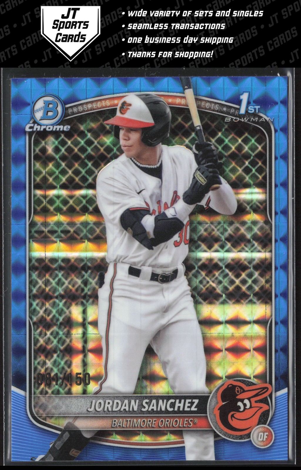 2025 Bowman Chrome Jordan Sanchez BCP-208 1st Blue Geometric Refractor /150