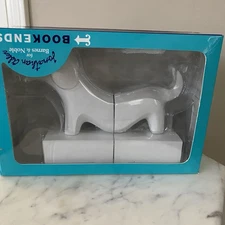 Jonathan Adler Dachshund Weiner Dog White  Bookends Library Office Modern Decor