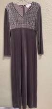 Papell Boutique Evening Size 12 Gray Velvet Basket Weave Chest Formal Maxi Dress