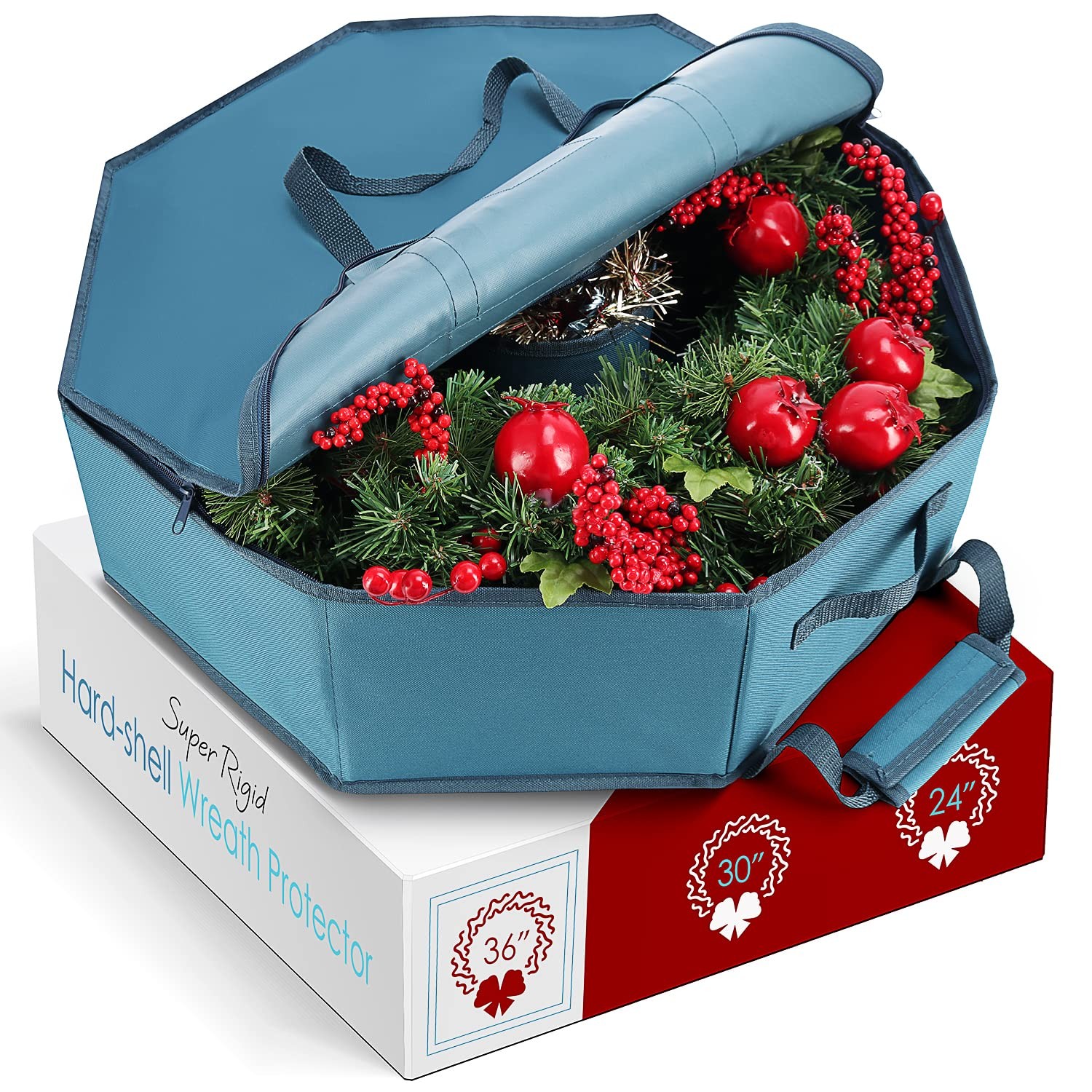 Hearth & Harbor 36" Hard Shell Christmas Wreath Storage Container Organizer Bag