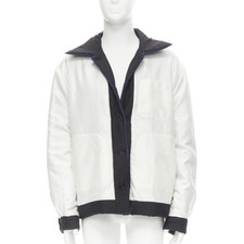FENDI 2021 Reversible 100 silk black white logo padded jacket IT52 XL