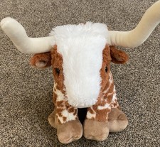 Build-A-Bear Texas Longhorn Spotted Cow Bull Plush Brown White Stuffed Animal