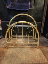 Vintage 1960s Commodore Rosalco Gold Brass Record Magazine Holder, Rare MCM