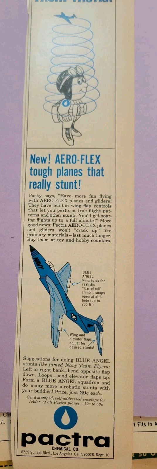 Vintage Pactra Toy Plane Advertisment