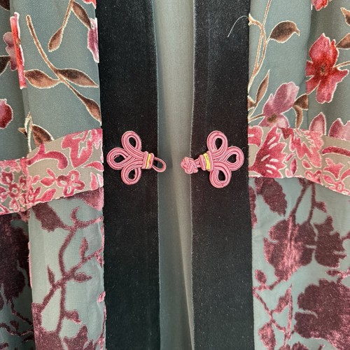 VTG R&M Richards By Karen Kwong Kimono Top Jacket Velvet Sheer Size L - Picture 3 of 5