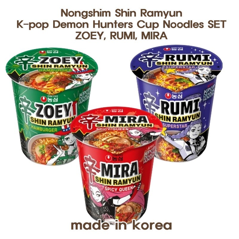 Nongshim Shin Ramyun K-pop Demon Hunters Cup Noodles SET ZOEY RUMI MIRA KOREA