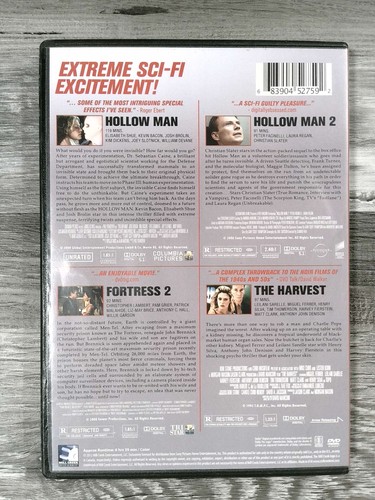 4 Movie Collection (DVD, 2012) Hollow Man 1 & 2 Fortress 2 The Harvest - Picture 2 of 4