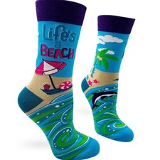 Fabdaz Ladies' Crew Socks "Life's a Beach"