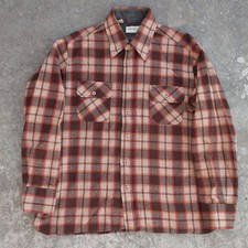 Vintage Arrow Flannel Plaid Button Shirt Size Large 70s 80s