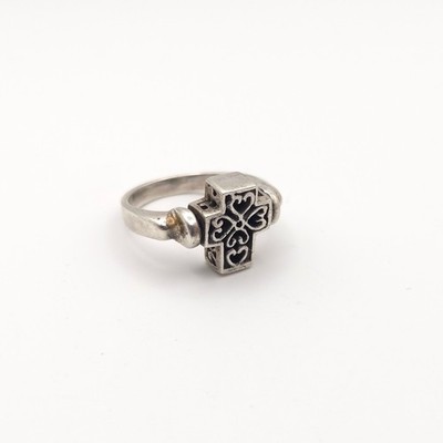 Sterling Silver 925 Reversible Spinning Cross Ring Filigree Sz 5.75