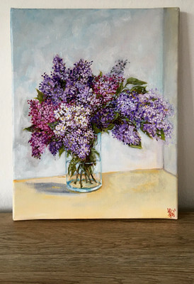 Ölgemälde ''Flieder'' flowers,Lilac Original /22cm x 32cm/ handgemalt/Leinwand Neu