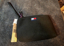 Tommy Hilfiger Women Black Logo Printed Large Wristlet Wallet Clutch Bag