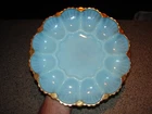 Vintage Anchor Hocking Fire King Delphine Turquoise Blue Egg Plate Nice!!