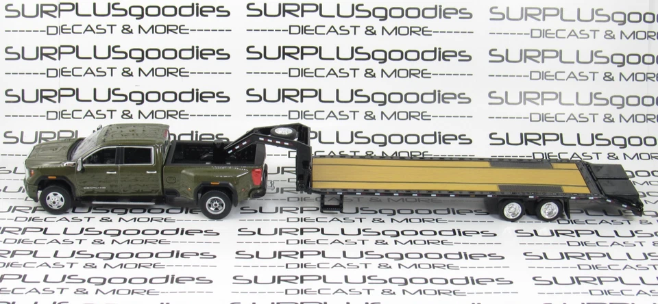Greenlight Grn 2022 GMC SIERRA 3500 3500HD SLT Dually Pickup w/Gooseneck Trailer - Image 2 of 4
