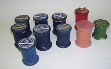 Vintage Ten Thread Spools Blue Red Green