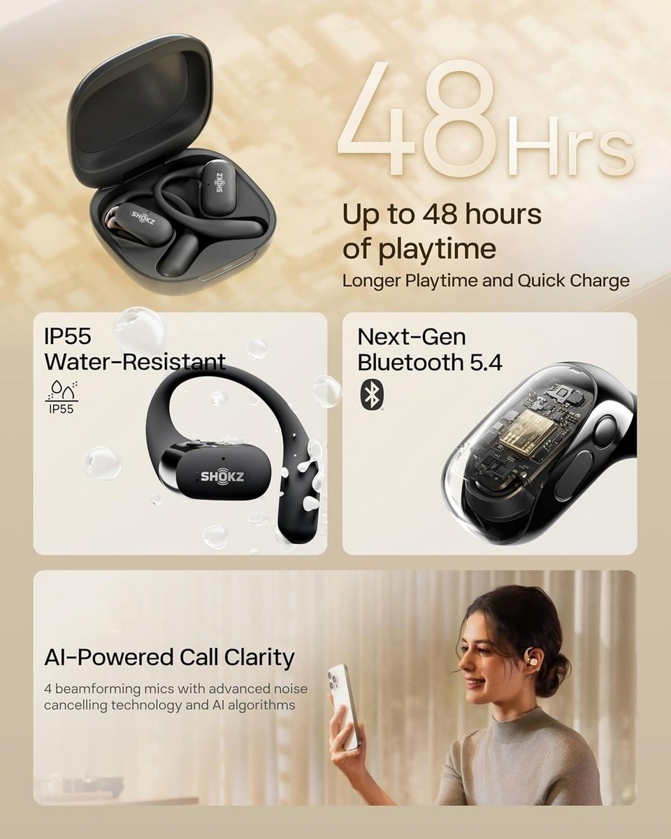 SHOKZ OpenFit 2 Wireless Open-Ear Headphones | T920 | Black