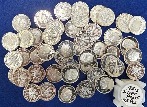 1993-S Roosevelt DCAM Proof Silver Dimes Short Roll (48 Pieces)
