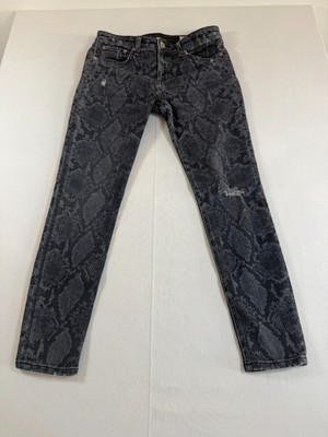 Rag & Bone Jeans Women 26 Cate Mid Rise Ankle Skinny Distressed Gray Snake Skin