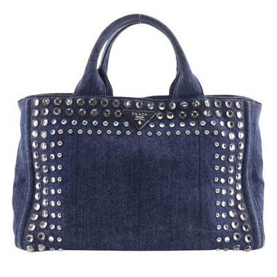 PRADA Canapa ToteM Handbag Bijoux Blue denim Women