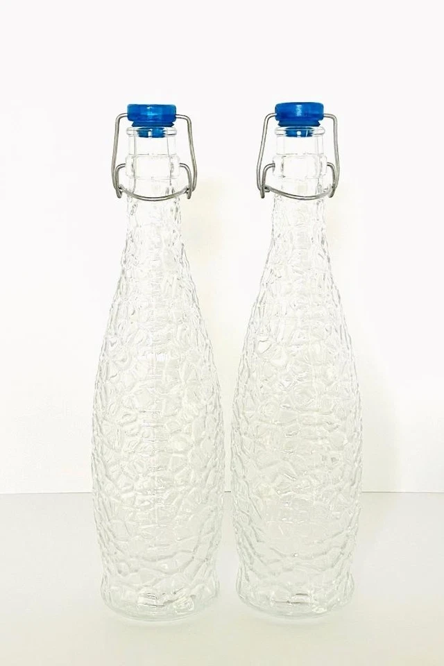 Libbey 34oz Glacier Water Oil Bottle with Blue Wire Bale Lid 13150122 - Set of 2 - Image 3 of 3