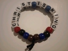"Jesus Is King" Beaded Spandex Cord Bracelet