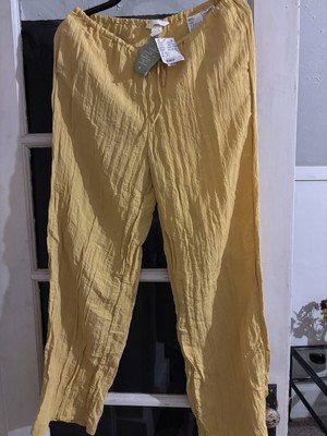 H&M Gold Mustard Recycled Polyester pants size M NWT Harem style