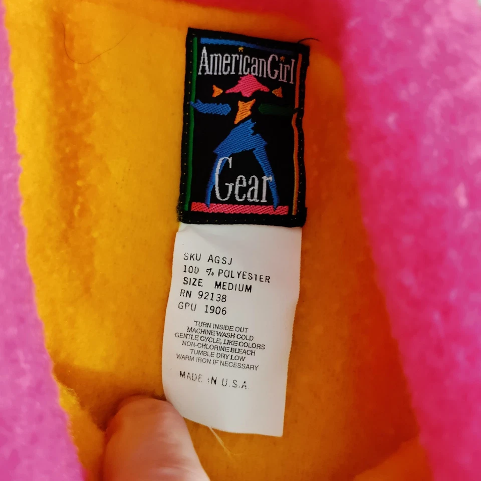 American Girl First Day Fleece Jacket Retired Size Medium Colorful 90s USA Made - Image 4 of 4