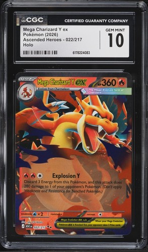 2026 Pokemon Mega Evolution Ascended Heroes Holo Mega Charizard Y Ex #22 CGC 10 