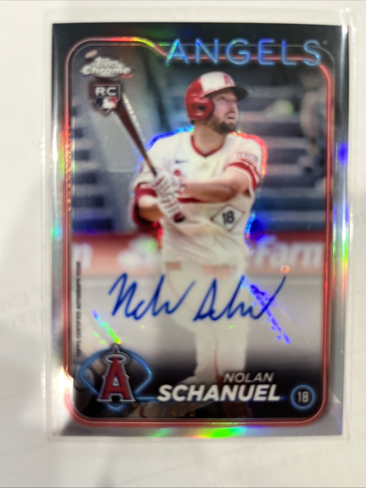2024 Topps Chrome Update Series Auto Nolan Schanuel #AC-NS Refractor /499 Au Rc