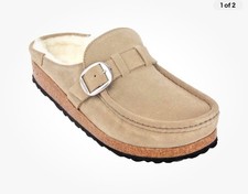 Birkenstock BUCKLEY Shearling Suede TAUPE Clog Narrow US 9 - 9.5 EU 40 NEW