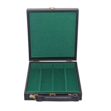 Black Vinyl Faux Leather Poker Chip Case 200 Chip Capacity NEW (cl2)