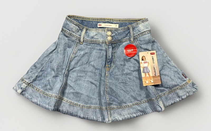 Levi's Girls Blue Flounce Denim Skort Built-in Shorts Size 7
