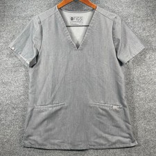 Figs Casma Three Pocket Scrub Top Women's Medium Gray Nursing Medical