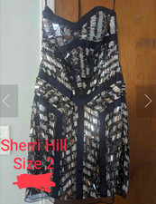 Sherri Hill Size 2 Strapless Navy Blue Mirror Stoning Cocktail - Worn Once