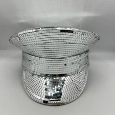 SEE PICS KBW Silver Mirror Ball Captain Festival Rave Party Hat Missing Tile