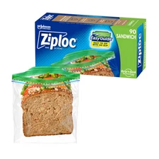 Ziploc Sandwich Bags 90 Count EasyGuide Seal BPA Free Food Storage Bags