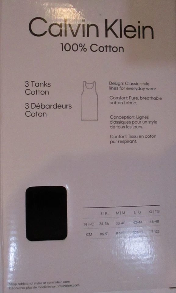3 GENUINE CALVIN KLEIN 4XL BLACK BIG & TALL COTTON TANK T-SHIRTS UNDERSHIRTS NWT - Image 4 of 4