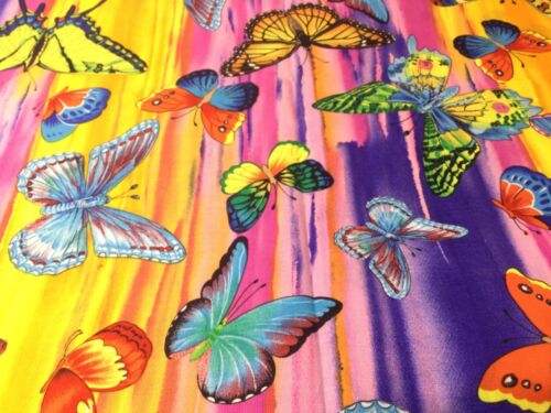Vibrant Butterflies Shamash & Sons 2000 Cotton Fabric 2 Yds 11" x 44" - Picture 3 of 3