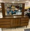 mid century walnut long dresser with mirror